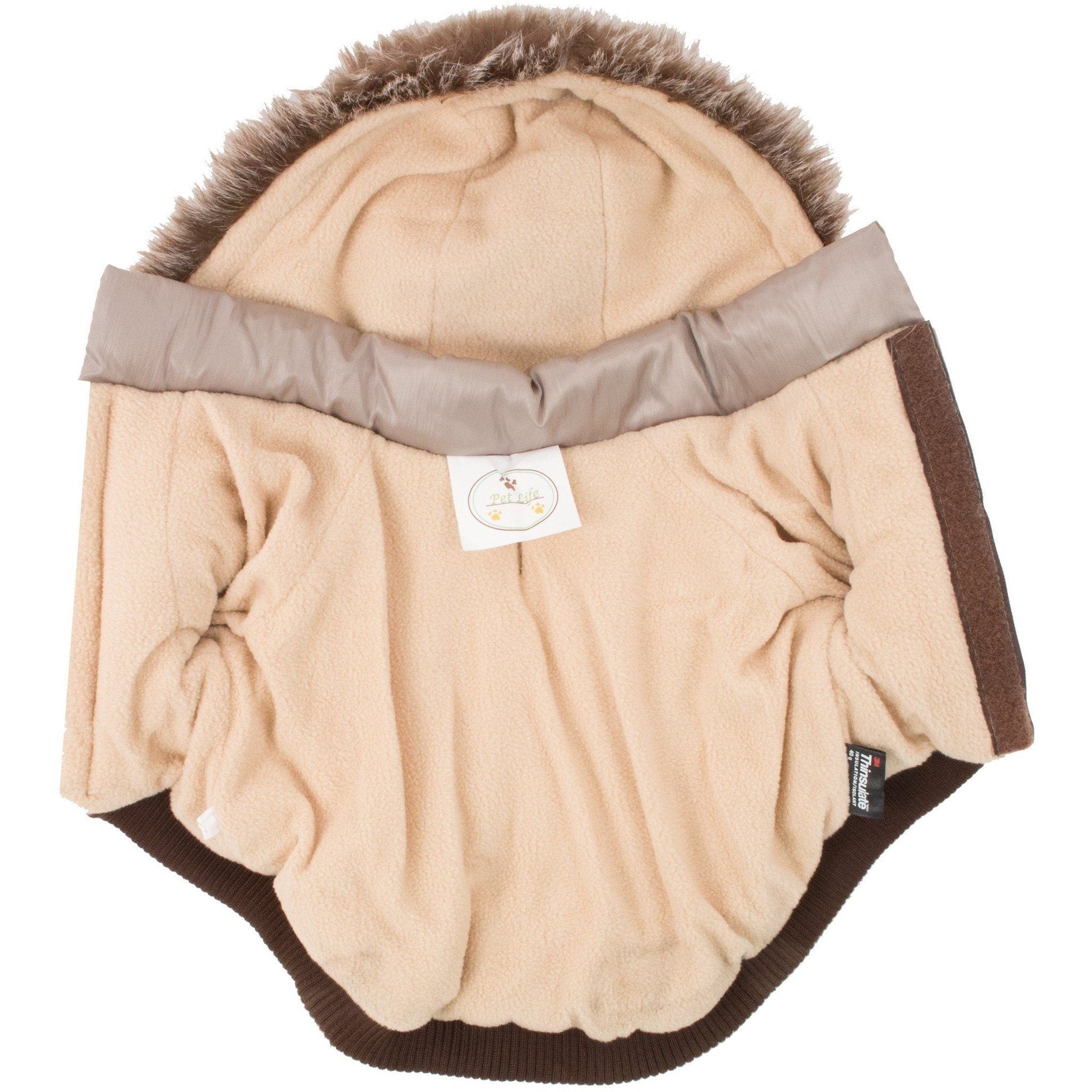 Pet Life ® Classic Metallic Fashion 3M Insulated Dog Coat Parka  w/ Removable Hood