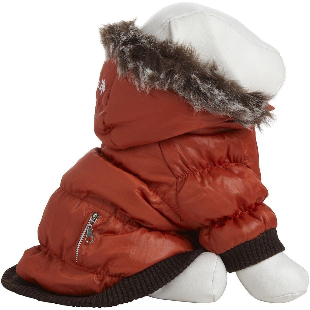 Pet Life ® Classic Metallic Fashion 3M Insulated Dog Coat Parka  w/ Removable Hood